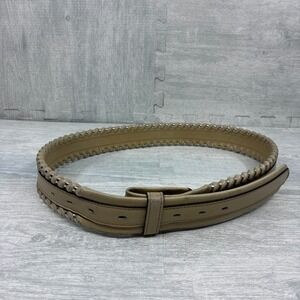 Circle Y Western Leather Belt Mens 40 Silver Braided White Leather Detail